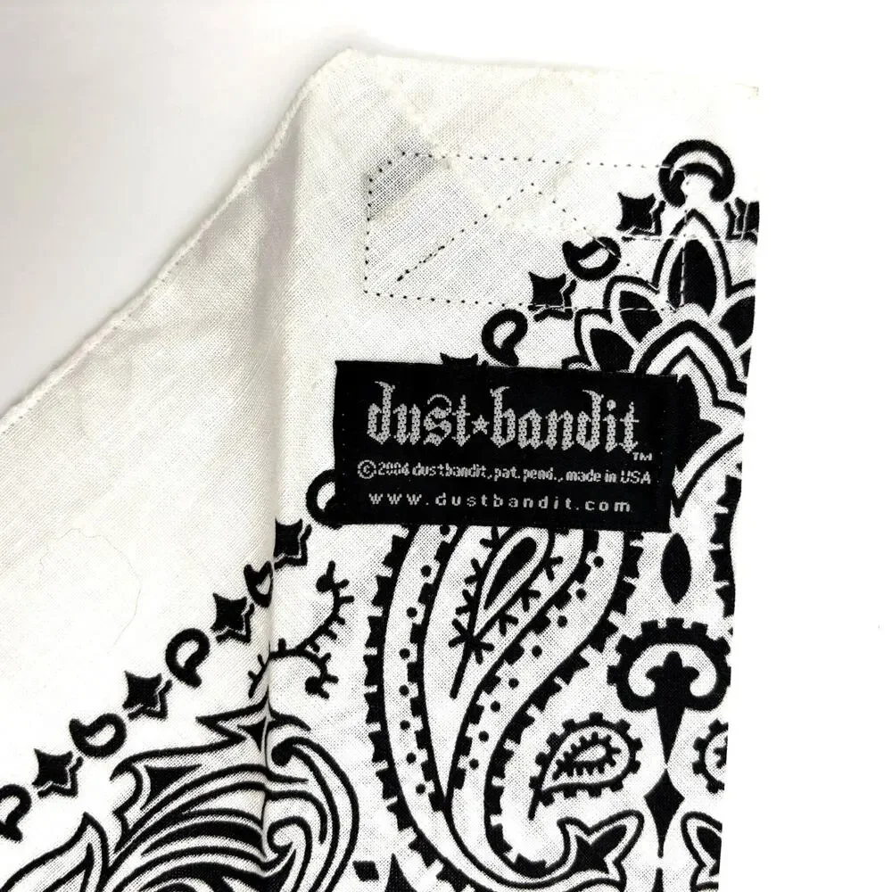 2004 Dust Bandit Handmade White Cotton Bandana Headband w Bling Rhinestones OSFM